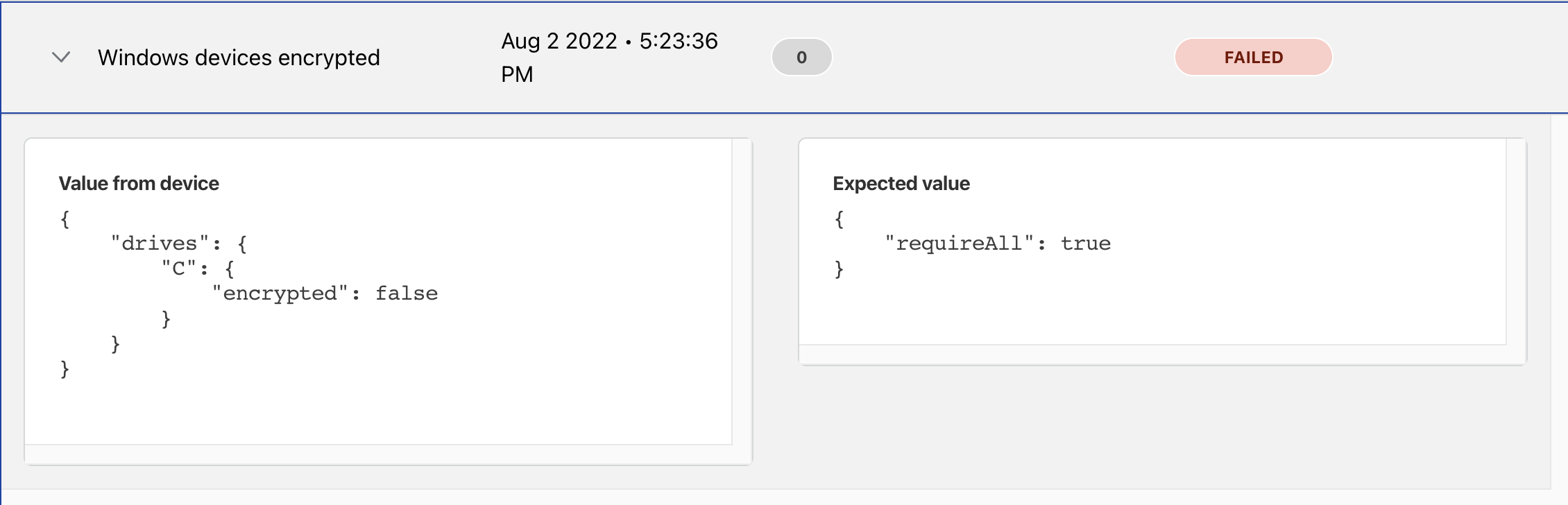 Device posture results in Zero Trust